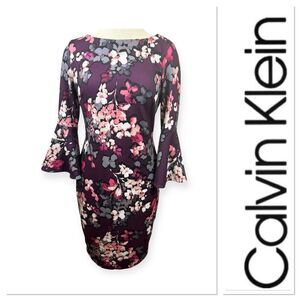 Calvin Klein Floral Midi Dress - Purple and Pink